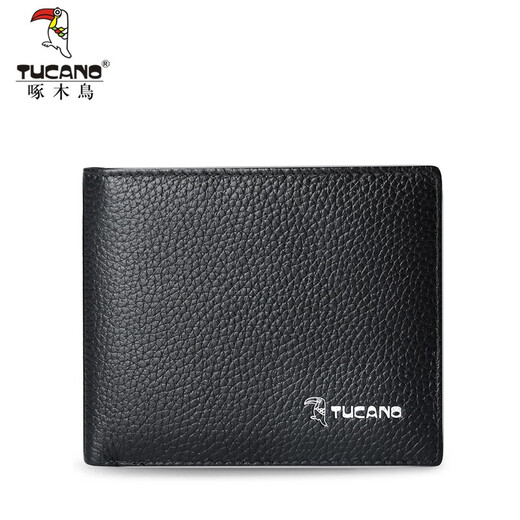 
Woodpecker (TUCANO) wallet for men short real top leather wallet horizontal men's wallet practical Valentine's Day gift for boyfriend and husband 4973A black