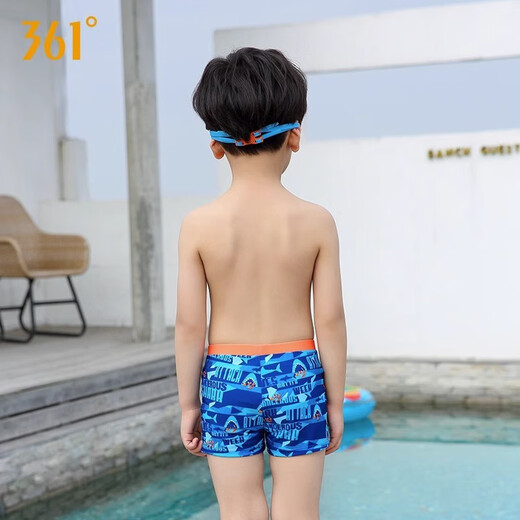 361°新款时尚可爱宝宝中大童男孩儿童泳裤泡温泉泳裤 5021蓝色三件套 130 (12)高120-130cm重40-50斤