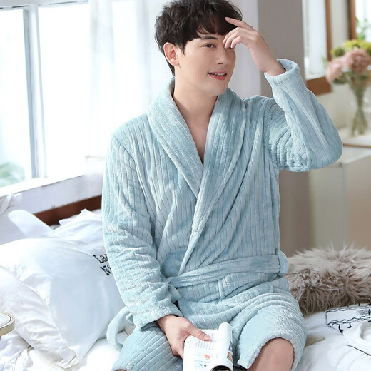 Sensheng Coral Fleece couple pyjamas pyjamas pyjamas épaissis de robe de matin chaude salle de bains de salle de bain en vrac sc-léger salle de bain gris femme y719 hommes et femmes uniques [80-160jin [Jin est égal à 0,5 kg]]]