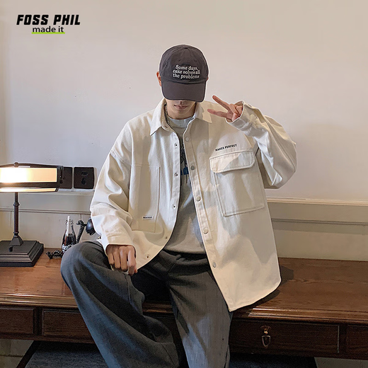 Foss Phil American High Street Herren Frühling und Herbst hübsche lose gelegentliche Arbeit Jacke JN1020 Baixiyu XL