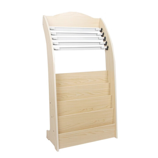 
Panxudou newspaper stand newspaper rack store shelf book and newspaper rack floor information rack wooden newspaper rack magazine rack storage rack newspaper clip 687# walnut color four newspaper clips