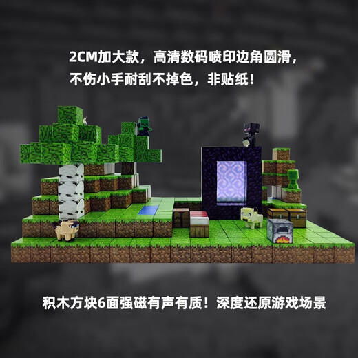 艾风格我的世界磁力积木大颗粒方块磁吸拼装男孩玩具套装过年新年礼物 图书馆楼[683颗粒+21人仔]