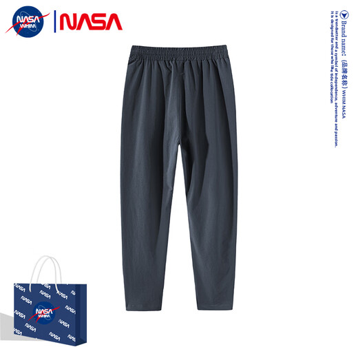 NASA LMC裤子男士夏季款运动哈伦裤2024新款潮牌宽松束脚裤青少年休闲裤 黑色 XL