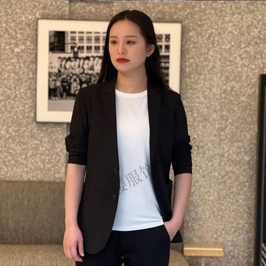 蔷樱澎清彭男装店外套秋季修身显瘦西装夹克静文服饰男士西服 黑色 L [建议130-145斤]