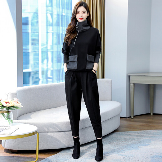 Wei Ni 2020 Autumn Women's Sweater Fashionable and Age-Reducing Slimming Suit Professional Temperament Two-piece Set zx5343-1183 Picture Color XL
