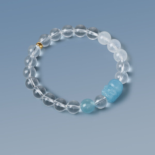 MARDOTG white crystal bracelet for women, aquamarine Pixiu crystal bracelet jewelry for girlfriend, 8MM bead diameter