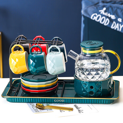 Qipai Nordic Water Cup Tea Cup Set Home Hospitality Cup European Coffee Cup Complete Set Home Ceramic Water Set Tea Set Afternoon Tea Tea Set 416 Gift Box