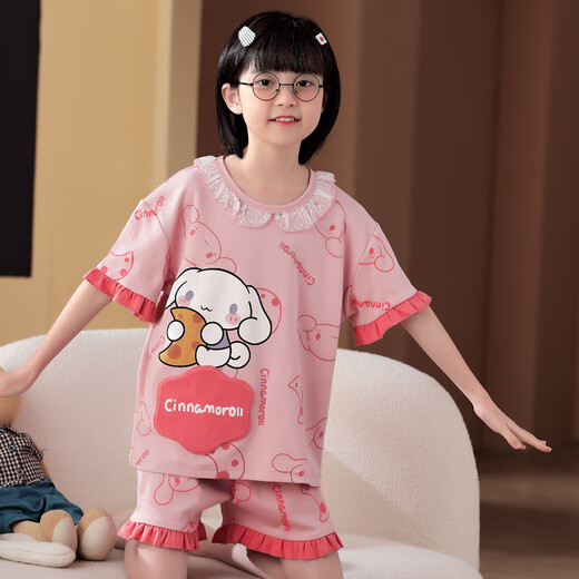 
Manido Summer Children's Kulomi Pajamas Thin Cartoon Set Little Girl Pure Cotton Short Sleeve Girls Home Cotton M6636 Women [Double Short] 100cm 8 size recommended 100-105cm