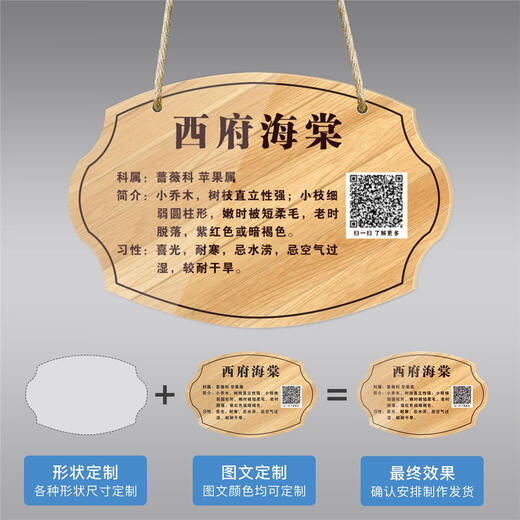 Customized acrylic tree sign, school park nameplate, flower, fruit tree, signboard, tree introduction, courtyard B&B, custom shot 24x15cm