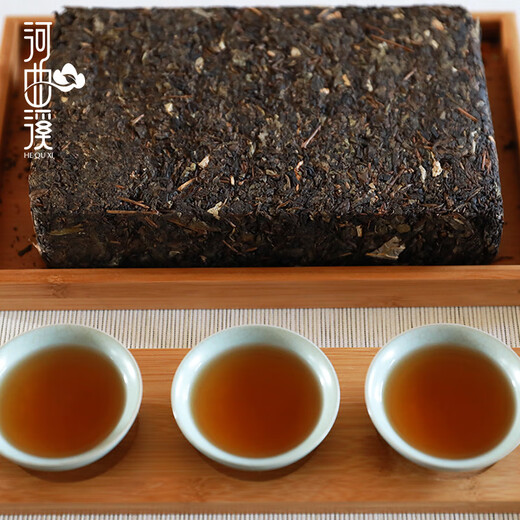 Hequxi (HEQIXI) black tea Hunan Anhua tea specialty lotus-scented Golden Poria 1kg Golden Flower Poria Brick Tea An 2014 Lotus-scented Fu Brick 800g