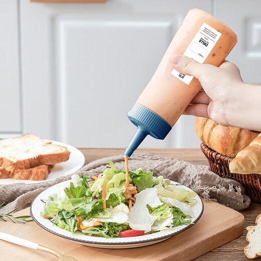 Tingyang Kitchen Salad Squeeze Sauce Bottle Household Honey Oyster Sauce Seasoning Bottle Condensed Milk Squeeze Bottle Food Grade Seasoning Dispensing Bottle Porous White 350ml