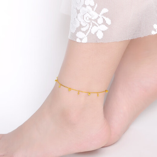 Saturday blessing yellow 18K gold anklet women's flower anklet KH084781 yellow 18K gold 21+3cm birthday gift