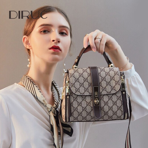 DIRUC Shoulder Bag Women's Bag Women's Handbag 2021 New Fashion Versatile Retro Women's Luxury Bucket Bag Coffee Color
