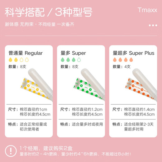 
Tmaxx short catheter type tampon menstruation tampon sanitary napkin stuffed cotton swab tampon aunt strip built-in (portable short catheter) normal quantity * 3 boxes