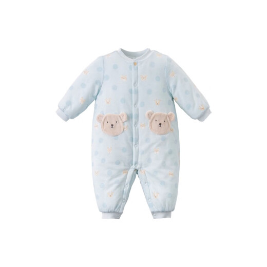 DAVE/BELLA baby boy newborn jumpsuit baby quilted thickened warm romper newborn winter clothing harem winter hug animal print 59cm (recommended height 52-59cm)