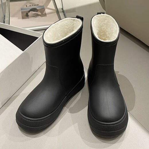 Zhiyunyan winter warmth and women's rain boots fashionable rain boots for women with outer wear plush waterproof shoes anti-ski boots for women Main picture model 36 size 37
