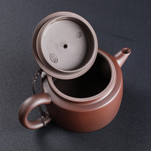 Junru purple clay pot 150ml Han tile teapot single person teapot purple clay pure handmade small teapot Chinese household Kung Fu tea set purple clay purple clay Han tile pot 150ml