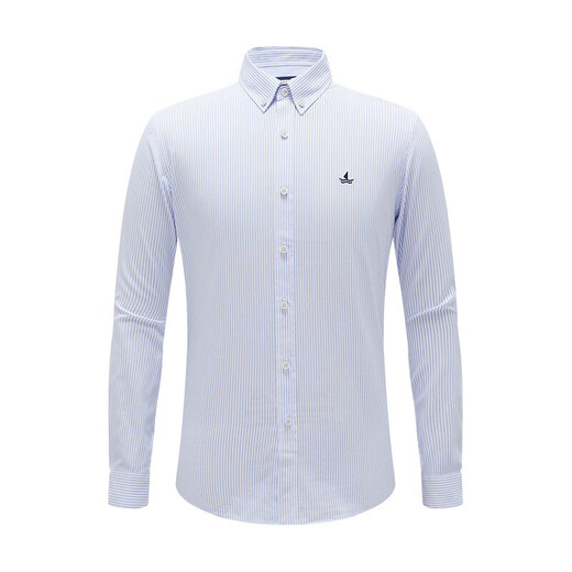 Navigare Italian small sailboat long-sleeved shirt men's spring and summer business commuting cotton striped shirt 1333041021 Bleached/blue L/40