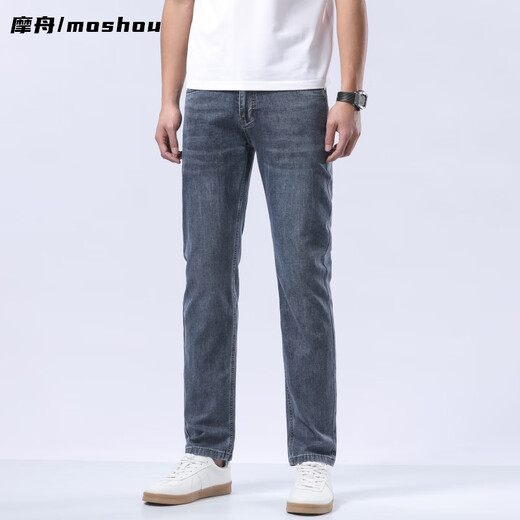 mozhou's spring and summer jeans men's thin small straight elastic Korean version business casual versatile loose men's long trousers 5008 blue 32 (2 feet 5 suitable for 130-140Jin [Jin equals 0.5 kg])