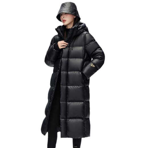 Markyinxiang schwarz golden long Männer und Frauen gleiche super dicke Jacke 2025 Winter Nordost-Down Jacke Korean Lose Kapuze-Jacke DH9276 Schwarz M 100-120jin [Jin gleich 0,5 kg]