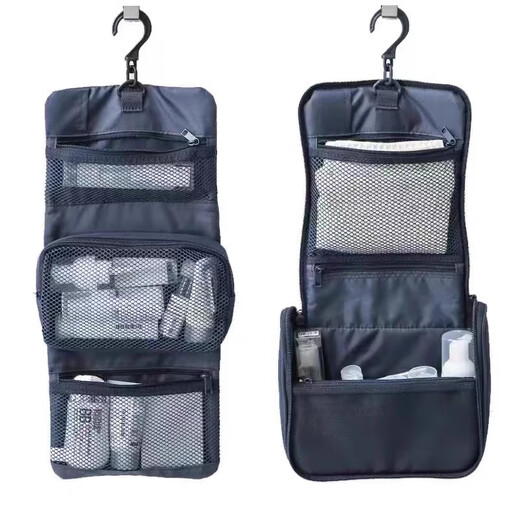 MUJI Makeup Bag Portable Travel Men and Women Waterproof Washing Bag Hanging Small Bag Makeup Box Storage Bag Blue Folding Bag