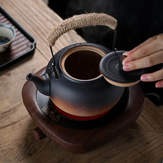 Gold inlaid jade teapot for boiling water and making tea, retro lifting beam electric ceramic stove, large capacity indoor rich water boiling kettle 850ML