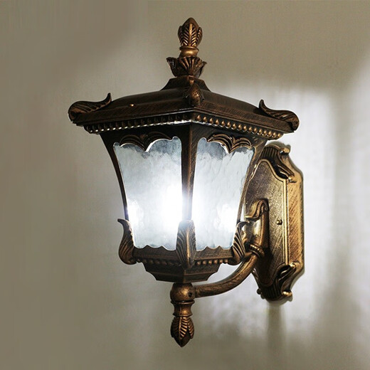 Fenglanq outdoor wall lamp waterproof European retro balcony garden lamp American aisle staircase outdoor pastoral led wall lamp bronze leaf wall lamp