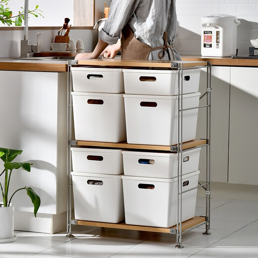 Bailu debris storage basket storage box student dormitory desktop plastic cosmetic storage box with lid kitchen finishing box low storage box (with lid)
