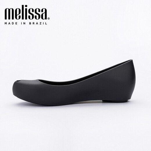 Melissa Spring and Summer Solid Color Fish Mouth Flat Sole Adult Women Single Shoes Jelly Shoes 32938 Black (01003) 36