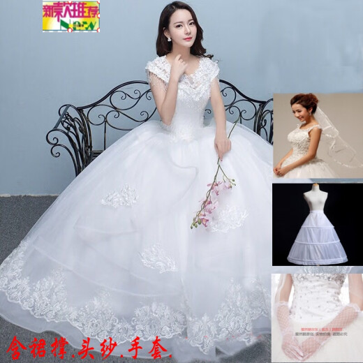 Xiong Diming one-shoulder wedding dress 2020 new Korean bride wedding slimming floor-length wedding dress princess female white XXL