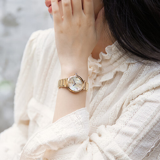Citizen (CITIZEN) watch women's Japanese and Korean watch small bell flower light kinetic energy mother-of-pearl steel belt student Valentine's Day gift EM1073-85Y