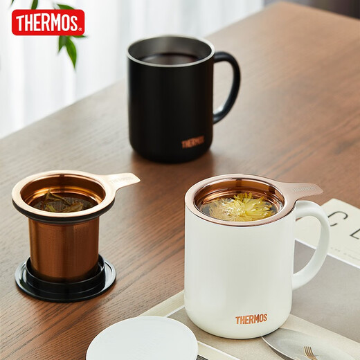 THERMOS mug stainless steel tea cup large capacity handle cup thermal coffee cup group purchase birthday gift TEMC titanium plated tea drain Nippon Gold 400ml