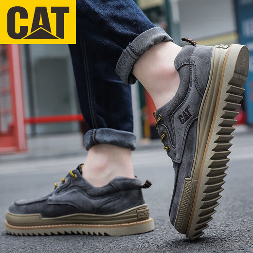 Carter CAT Low-top Men's Shoes Casual Men's Shoes Fashion versatile Martin Boots Heightening Men's Shoes Working Shoes 8050 Sand Color 42 Standard Size