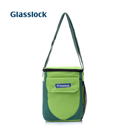 Glasslock 进口耐热钢化玻璃保鲜盒便当饭盒可微波加厚耐摔硅胶圈颜色随机 圆形730ml+方形900ml*2+包
