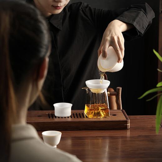 Shangyanfang Ice-seed mutton-fat jade tea leakage tea filter white porcelain tea filter mesh tea tea all-in-one ceramic new tea strainer unburned ice-seed white gel tea leakage set (1000 holes)