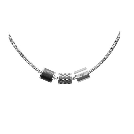 Armani (Emporio Armani) lucky bead black three-bead small waist men's necklace, birthday gift for boyfriend, Valentine's Day gift EGS2383020