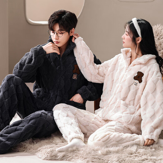 Sweet Orange Paar Pyjamas für Winter Männer und Frauen sowie samt verdickte niedliche Cartoon Koralle Velvet Pyjamas Strickjacken Hauskleidung kann außerhalb von BC6626 Paare getragen werden