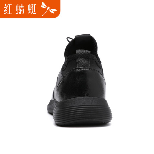 RED DRAGONFLY Men's Shoes Business Casual Leather Shoes British Soft Cowhide Leather Velvet Warm Fashionable Versatile Shoes Men's Soft Sole Sports Shoes C0191257-2 Black Velvet 42