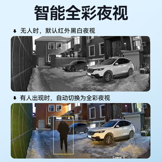 HIKVISION海康威视监控摄像头200万家用红外全彩夜视poe供电AI人形检测半球室内外监控器T12HV3-LA 2.8MM