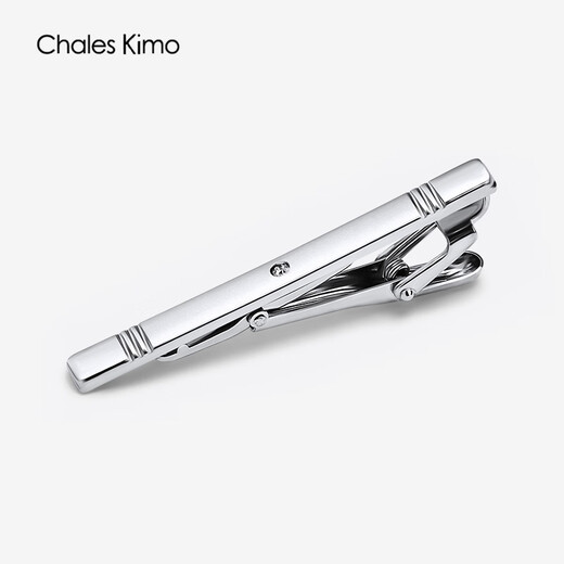 
CHALES KIMO Silver Tie Clip Men's Formal Clip Fixed Pin 5.5*0.5 07-Tie Clip