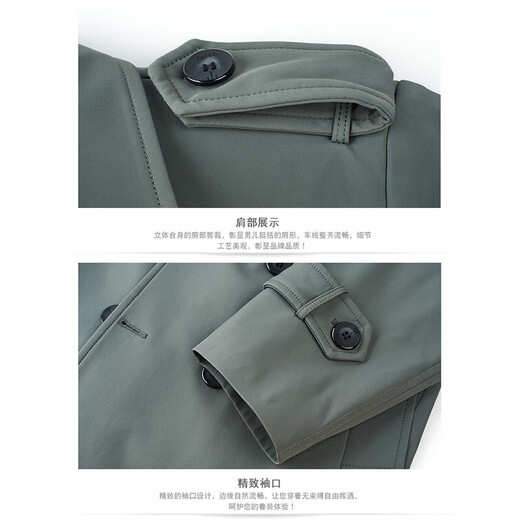 NOSSKISS international high-end men's brand windbreaker men's autumn and winter lapel workwear business casual long over-the-knee drop coat navy blue 3XL 190