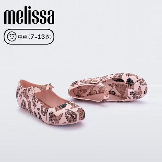 Melissa's new spring and summer simple buckle bow girls' and middle-aged shoes 33501 pink/black 32 inner length 21CM