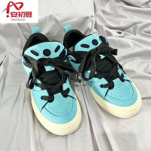 An early summer canvas men's shoes for spring and autumn middle school students American retro skateboard shoes niche design bread casual trendy shoes thick sole red and blue (main picture model) 41