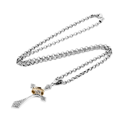 Zhixun 999 pure silver necklace men's silver ring cross silver pendant birthday gift for boyfriend s925 gold ring cross with 999 pure silver necklace