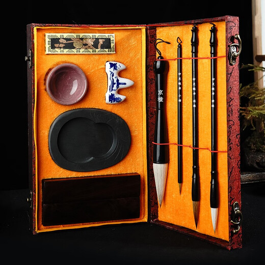 Rongbaozhai Four Treasures of the Study Set Complete set of brushes, inks, paper and inkstones Special entry for adult beginners in calligraphy High-end calligraphy collection boutique gift box Zhong Lingyuxiu popular products