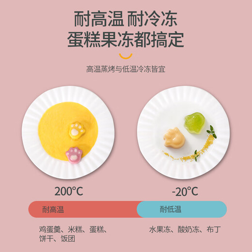 licheers辅食蒸糕模具婴儿宝宝辅食工具家用DIY硅胶冷冻耐高温磨具 猫爪黄