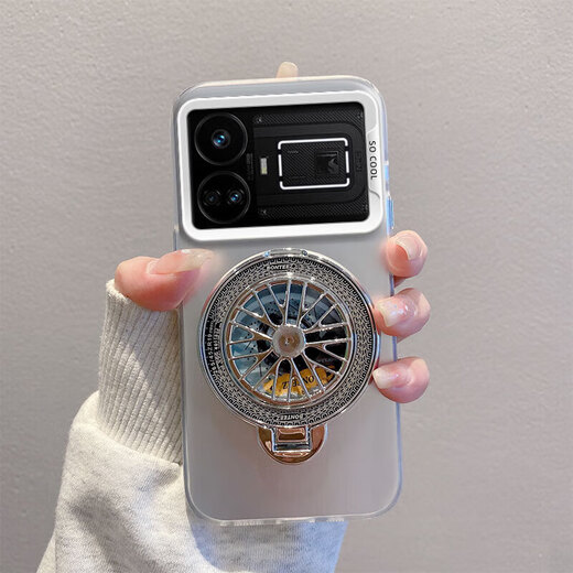 
PINO realme GT5 mobile phone case flash version protective case RMX3888 anti-fall high-end color silver matte silicone feel silky fashion trend innovative hard shell [color silver shell] black + gyroscope bracket Realme GT5