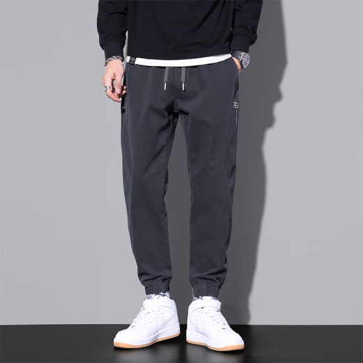 Jeep Spirit Pantalones casuales para hombres Primavera y otoño Nuevos corbatas sueltas Sports Long Pants for Men Marca de moda Pantalones de trabajo versátiles para hombres 9859 Gray Plus Velvet XL