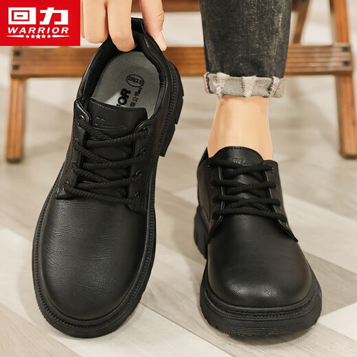 Warrior Business Retro Casual Work Shoes Мужчины кружевные кожаные туфли мужчины 1632 черные 43
