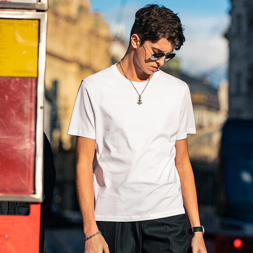 Mr. Bu Bu men's inner wear T-water soft cotton pure cotton short-sleeved spring and summer basic long-staple cotton cool small white T off size water-soft cotton T Haoyue white M (170)